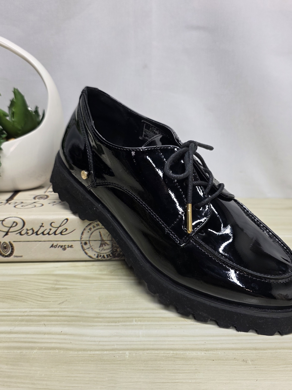 Jones New York Black Patent Lace-Up Loafer